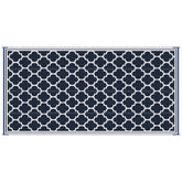 Reversible Outdoor Rug, 9' x 18' Waterproof Plastic Straw Floor Mat, Portable RV Camping Carpet, Large Floor Mat for Backyard, Deck, Picnic, Beach, Blue & White