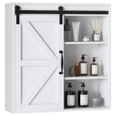 Bathroom Medicine Cabinet, Wall Cabinet with Sliding Door and Adjustable Shelf, 22.75" x 7.75" x 24.5", White