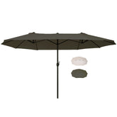 Extra Large 15 ft Patio Umbrella, Double-Sided Large Outdoor Umbrella with Crank Handle and Air Vents for Backyard, Deck, Pool, Market, Gray