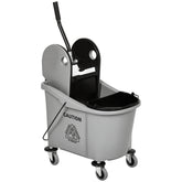 9.5 Gallon (38 Quart) Mop Bucket with Wringer Cleaning Cart, 4 Moving Wheels, Mop-Handle Holder & 2 Separate Buckets, Gray