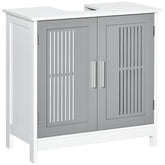 Under Sink Pedestal Storage Bathroom Cabinet, Grey White