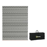 Reversible Outdoor Rug Carpet RV Camping Rugs with Carry Bag, 9' x 12', Gray & Cream White Boho