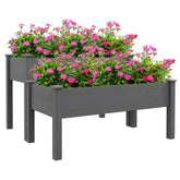 2 Tier Raised Garden Bed, Wooden Elevated Planter Box with Legs, Outdoor Plant Bed for Flowers Vegetables Herbs Gray