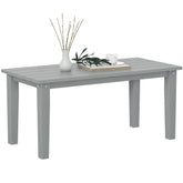 Rectangle Outdoor Coffee Table, HDPE All-Weather Outdoor Patio Table with Slatted Tabletop for Yard, Balcony, Gray
