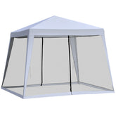 10'x10' Outdoor Party Tent Canopy with Mesh Sidewalls, Patio Gazebo Sun Shade Screen Shelter, gray