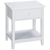 Modern Side Table for Living Room, End Table, 2-tier Side Table with Drawer and Storage Shelf, White