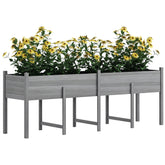 Wooden Raised Garden Bed, Large Elevated Planter Box with Legs, Bed Liner and Drain Holes, 7.4' x 1.8' x 2.6', Gray