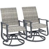 Wicker Rattan Swivel Patio Glider Chair Set of 2, Outdoor Glider Chair with Steel Frame, High Back, Armrests, Yellow