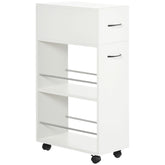 3- tier Slim Storage Cart, Rolling Narrow Kitchen Cart on Wheels for Small Place, Slide Out Side Utility Cart for Bathroom, Laundry