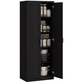 63" 2-Door Kitchen Pantry, Freestanding Cabinet with 2 Adjustable Shelves for Dining Room, Cinnamon Black Wood Grain
