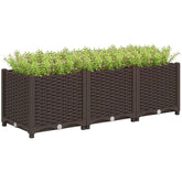 Plastic Raised Garden Bed, 4 x 1 x 1 ft Outdoor Flower Box with Drainage Holes for Vegetables, Herbs, Brown