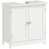 24" Under Sink Storage Cabinet with 2 Doors and Shelves, Pedestal Sink Bathroom Vanity Furniture, White