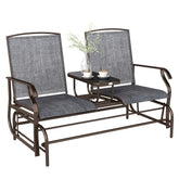 Double Glider Chair Mesh Fabric with Center Table Patio