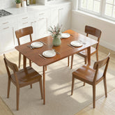 47.2" Rectangle Dining Table for 4, Mid-Century Modern Kitchen Table with Rubber Wood Legs for Dining Room, Walnut