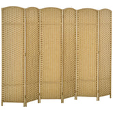 Folding Room Divider Screen 6 Panel 5.6 ' Tall Privacy Screen Freestanding Room Partition for Home Office, Nature Wood