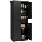 Modern Kitchen Pantry Freestanding Cabinet Cupboard with Doors and Drawer, Adjustable Shelving, Black