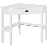 Corner Desk, Triangle Computer Desk with Drawer and Storage Shelves for Small Spaces, Home Office Workstation for Living Room, or Bedroom, White