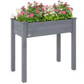 34" Raised Garden Bed, Elevated Wooden Planter Box with Holes for Vegetables, Herb, Flowers for Backyard, Dark Gray