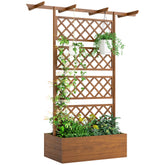 Wooden Trellis Planter Box, Raised Garden Bed to Grow Vegetables, Herbs and Flowers