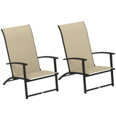 Set of 2 Outdoor Dining Chairs with High Back, Armrests, Folding Patio Chairs for Patio, Lawn, Camping, Beige