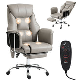 Massage Office Chair with 6 Points Vibration, Executive Desk Chair with High Back, PU Leather, Footrest, Gray