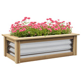 Raised Garden Bed, Planter Box, Metal and Wood Combined, for Growing Flowers, Herbs and Vegetables
