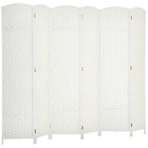 Folding Room Divider Screen 6 Panel 5.6 ' Tall Privacy Screen Freestanding Room Partition for Home Office, White