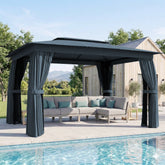 10' x 12' Outdoor Patio Gazebo, Soft Top Gazebo Canopy Shelter with Curtains, Netting, Steel Frame, Hooks, Blue