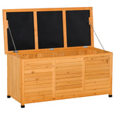 75 Gallon Wooden Deck Box, Outdoor Storage Container with Aerating Gap & Weather-Fighting Finish, Yellow