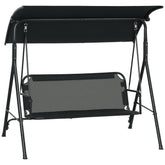 3-Seat Outdoor Patio Swing Chair w/ Cushion, Steel Frame Stand, Adjustable Tilt Canopy for Patio, Garden, Black 1