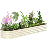 7.9' x 2' x 1' Galvanized Raised Garden Bed Kit, Metal Planter Box with Safety Edging, Cream