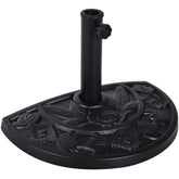 20lbs Half Round Patio Umbrella Base Outdoor Decorative Resin Parasol Stand Holder for Φ1.5", Φ1.9" Pole, Black