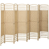 8 Panel Folding Room Divider Portable Privacy Screen Wave Fiber Room Partition for Home Office Natural