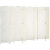 Folding Room Divider Screen 8 Panel 5.6 ' Tall Privacy Screen Freestanding Room Partition for Home Office, White