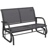 2-Person Outdoor Glider Bench, Patio Double Swing Rocking Chair Loveseat with Steel Frame, Gray