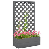 Trellis Planter Box for Climbing Plants, Raised Garden Bed w/ Trellis Lattice for Outdoor Garden, Deck, Backyard, Gray