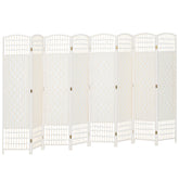 8 Panel Folding Room Divider Portable Privacy Screen Wave Fiber Room Partition for Home Office White