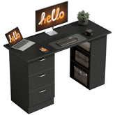 47" Home Office Computer Desk Bookcase Combo, Writing Table Workstation with 3 Drawer and Storage Shelf - Black