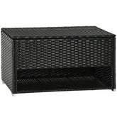 Outdoor Deck Box & Shoe Storage, PE Rattan Wicker Towel Rack with Liner for Indoor, Outdoor, Patio Furniture Cushions, Pool, Garden Tools, Black