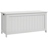 39.4" Storage Trunk w/ 2 Safety Hinges, Wooden Storage Bench w/ Side Handles, Storage Chest for Playroom, White