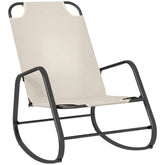 Garden Rocking Chair, Outdoor Indoor Sling Fabric Rocker for Patio, Balcony, Porch, Light Brown
