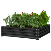 Galvanized Raised Garden Bed, 4' x 4' x 1' Metal Planter Box, for Growing Vegetables, Flowers, Herbs, Succulents, Gray