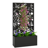 Metal Garden Bed with Trellis for Climbing Plants, Freestanding or Wall Mounted Flower Bed for Garden, Patio, Balcony