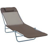 Folding Chaise Lounge Chair, Pool Sun Tanning Chair, Outdoor Lounge Chair with 5-Position Reclining Back Brown