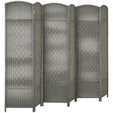 Folding Room Divider Screen 6 Panel 6' Tall Privacy Screen Freestanding Wood Partition for Home Office, Mixed Gray
