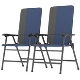 Folding Patio Chairs Set of 2, Padded High Back Lawn Camping Chairs with Armrests, 600D Oxford Fabric, Dark Blue