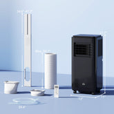 10,000 BTU Moible Air Conditioner 440 Sq. Ft., Dehumidifier Fan Auto Sleep with 24H Timer On/Off, Window Kit, Black