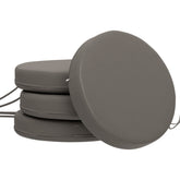 Patio Chair Cushions Set of 4 Round Seat Cushions for Dining Bistro Chairs Machine Washable, 15" x 15" x 3", Dark Gray