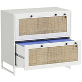 Lockable Filing Cabinet, Boho 2 Drawer File Cabinet with Adjustable Hanging Bar for Letter, A4 and Legal Size, White