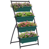 4-Tier Vertical Raised Garden Planter with 4 Boxes, Outdoor Plant Stand Grow Container for Vegetable & Flowers, Green